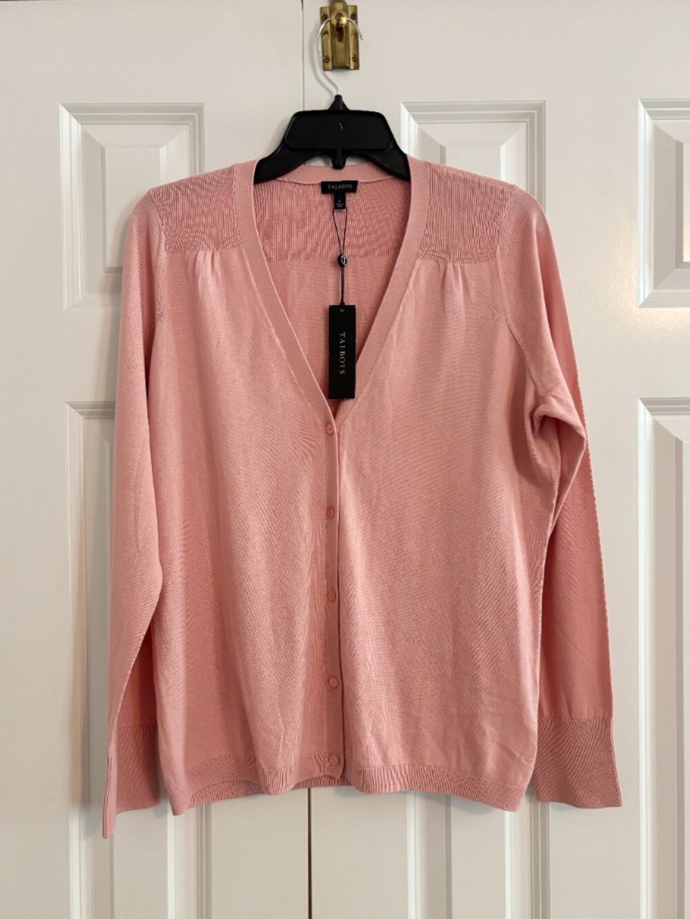 NWT Talbots Dusty Rose Pink Button Front V-Neck Lightweight Cardigan Sweater L - Picture 3 of 10